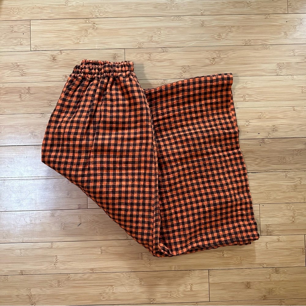 NWT Ichi Antiquites linen gingham pants in orange • o/s 🎃